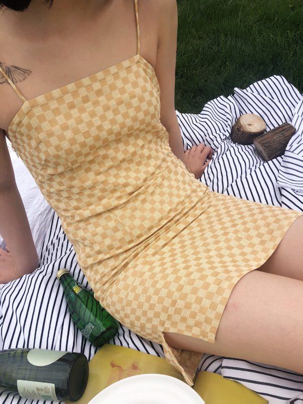 [ FROM ] Mustard Linen Slip Dress